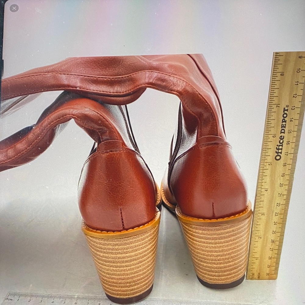 Gorgeous Burnt Orange Wedged Heeled Boots Size 9 NIB - Picture 5 of 9